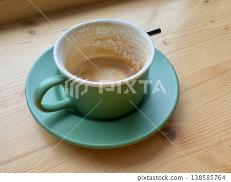 a dirty tea steamer after a fragrant cappuccino is on the table in a coffee shop a dirty tea steamer after a fragrant cappuccino is on the table in a coffee shop 138585764
