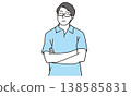 一幅父親雙臂交叉、表情沉思的插圖。 138585831