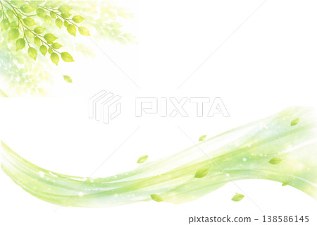 A refreshing background illustration inspired by fresh greenery and the flow of wind (AI) 138586145