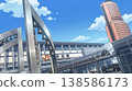 Landmarks at the north exit of Hamamatsu Station: JR Hamamatsu Station and Act Tower, musical note monument, sunny cityscape, Shizuoka. 138586173