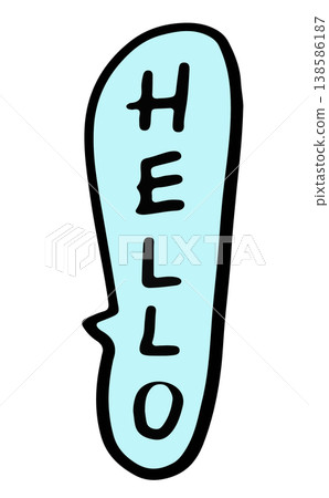 Hand writing HELLO letters for font, text, message, words, typography, cute patch, sign, symbol, print, social media, banner, sticker, emoji, icon, decoration, fridge magnet, greeting card	 138586187