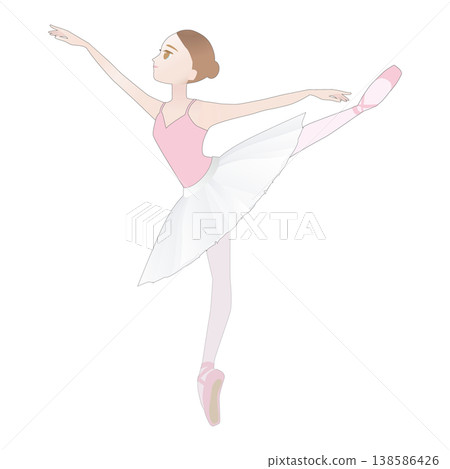 Cute ballerina illustration_Variation rehearsal_Pointe_Tutu 138586426