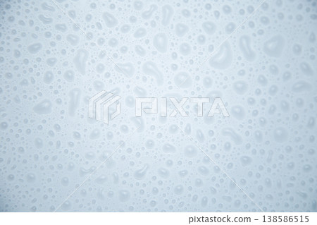 Large water droplets on a white background close-up. The concept of water, rain, humidification. High quality photo 138586515