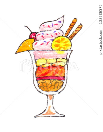 水彩插畫：冰淇淋聖代 138586573