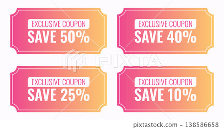 Modern gradient discount vouchers for online shop. Discount coupon template isolated 138586658