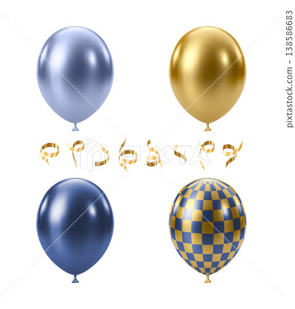 Blue Gold balloon. Luxury realistic balloons set. Blue Gold balloon. Luxury realistic balloons set. 138586683