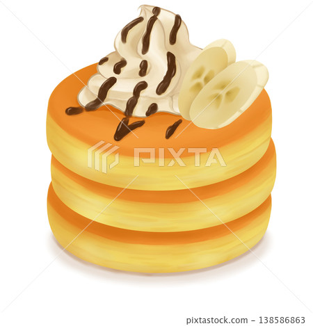 Banana and whipped cream pancakes Banana and whipped cream pancakes 138586863