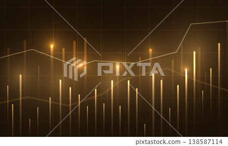 Golden financial chart with glowing bars, rising line, abstract background, warm tone, vertical illuminated bars, subtle grid, bokeh highlights, data visualization for trader dashboard, futuristic Golden financial chart with glowing bars, rising line, abstract background, warm tone, vertical illuminated bars, subtle grid, bokeh highlights, data visualization for trader dashboard, futuristic 138587114