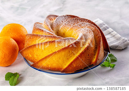 Italian traditional orange cake Chiambella 138587185