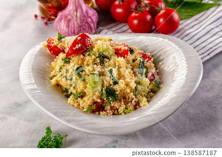 Cous cous with vegetables tabulle Cous cous with vegetables tabulle 138587187