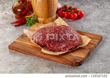 Raw beef burger cutlet for grill Raw beef burger cutlet for grill 138587193