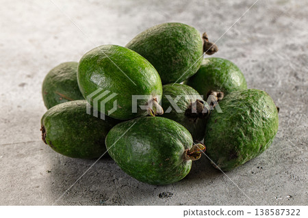 Fresh sweet juicy green feijoa fruit Fresh sweet juicy green feijoa fruit 138587322