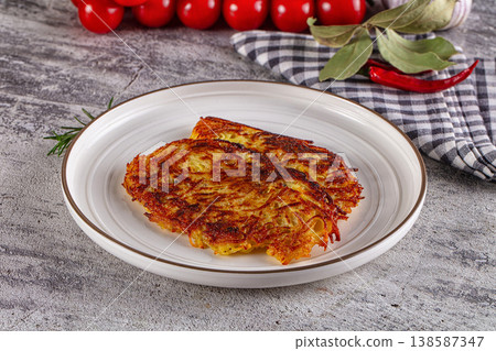 Fried crispy golden potato draniki 138587347