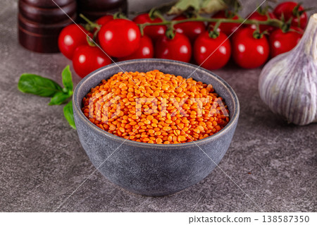 Raw dry orange lentil heap Raw dry orange lentil heap 138587350