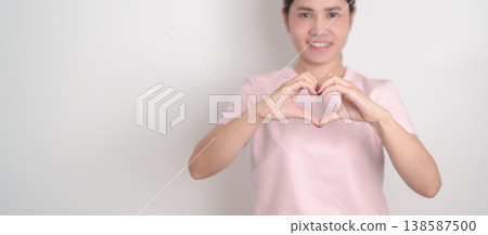 Adult woman with pink Shirt for Pink October Breast Cancer Awareness month, May Women Health, women rights, Empowerment, March International Women day, February Valentine, May International Mother Adult woman with pink Shirt for Pink October Breast Cancer Awareness month, May Women Health, women rights, Empowerment, March International Women day, February Valentine, May International Mother 138587500