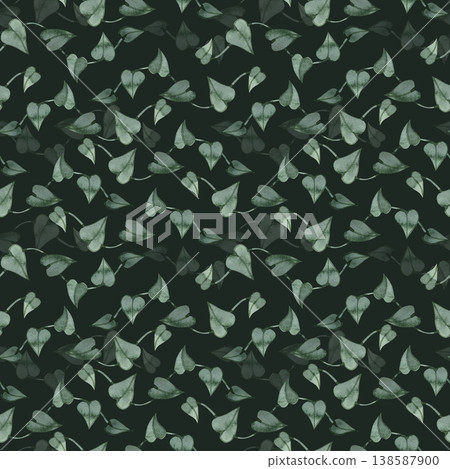 Hand drawn watercolor seamless pattern with trailing ivy vines and heart shaped green leaves. Elegant botanical texture of climbing plants for textile, wallpaper, wedding decor, and eco branding. Hand drawn watercolor seamless pattern with trailing ivy vines and heart shaped green leaves. Elegant botanical texture of climbing plants for textile, wallpaper, wedding decor, and eco branding. 138587900
