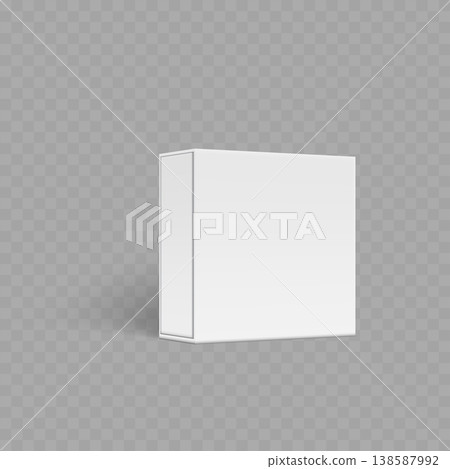 Realistic Blank White Packaging Box Mockup. Vector Standing Rectangular Carton Template with Shadow. Realistic Blank White Packaging Box Mockup. Vector Standing Rectangular Carton Template with Shadow. 138587992
