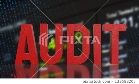 Digital Financial Audit Risk Concept with Data Visualization Background 3d render. Digital Financial Audit Risk Concept with Data Visualization Background 3d render. 138588205