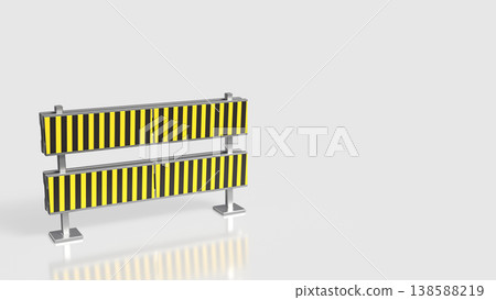 Yellow Black Metal Road Safety Barrier Sign 3d render. 138588219
