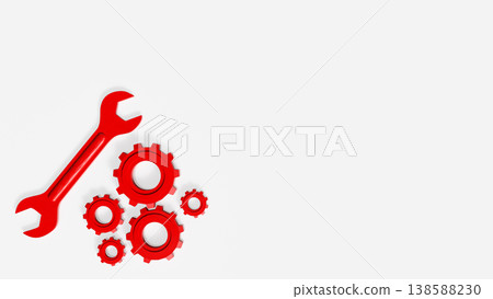 Business Tools and Gear Mechanism Maintenance Strategy Concept 3d render. 138588230