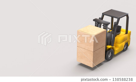 Forklift Carrying Boxes Logistics And Warehouse Concept 3d render. 138588238