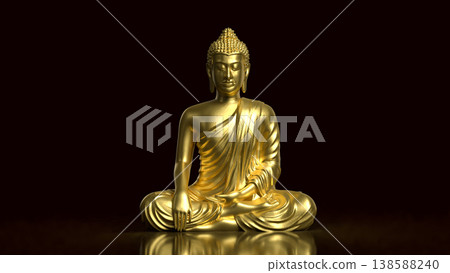 Golden Buddha Statue Meditation Spiritual Peace Concept 3d render. Golden Buddha Statue Meditation Spiritual Peace Concept 3d render. 138588240