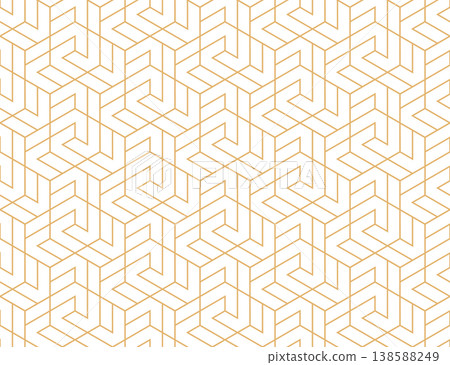 The geometric pattern with lines. Seamless vector background. White and golden texture. Graphic modern pattern. Simple lattice graphic design 138588249