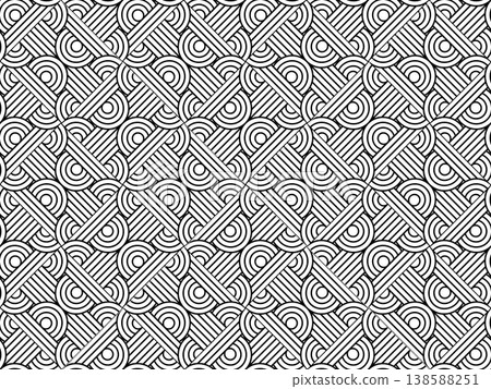 Abstract geometric pattern with stripes, lines. Seamless vector background. White and black ornament. Simple lattice graphic design. 138588251