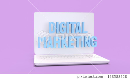 Digital Marketing Concept On Laptop Purple Background 3d render. 138588328