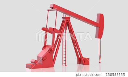 Red Oil Pump Jack Isolated On White Background 3d render. Red Oil Pump Jack Isolated On White Background 3d render. 138588335