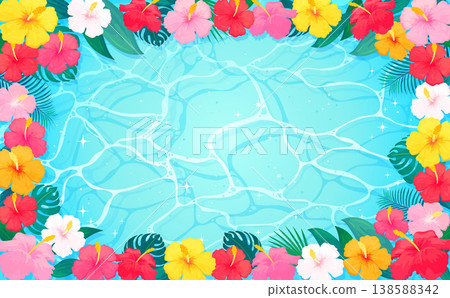 Sea and hibiscus frame 2_horizontal 138588342