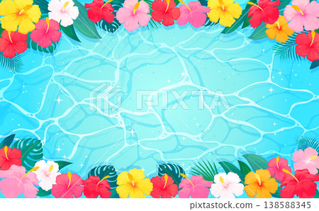 Sea and hibiscus frame 3_horizontal 138588345