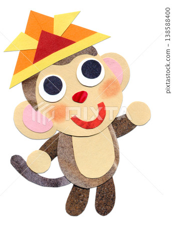 Children's Day: Baby monkey wearing a helmet - Collage character illustration A Children's Day: Baby monkey wearing a helmet - Collage character illustration A 138588400