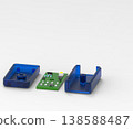 Exploded view of electronic enclosure with PCB for engineering and prototyping concept 138588487