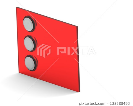 Minimal red control panel with buttons for interface, technology and decision concept 138588493