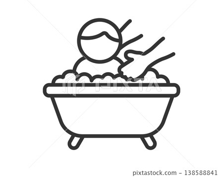 Illustration of an icon (line drawing) for bathing assistance Illustration of an icon (line drawing) for bathing assistance 138588841