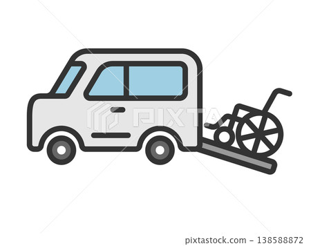 福利車輛圖示插圖（線條圖，彩色） 138588872