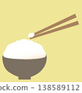 米飯盛在碗裡，配筷子 138589112