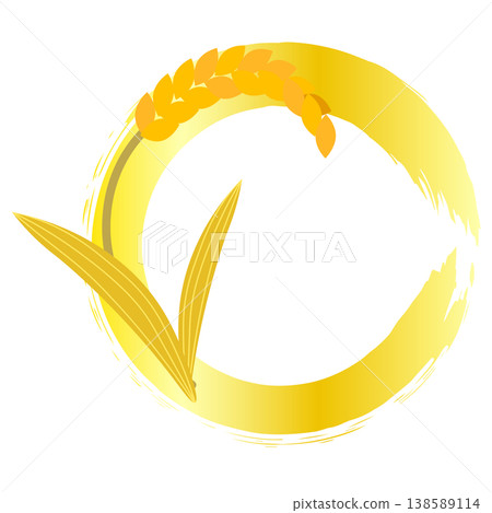 Illustration of a golden circle and rice stalks, frame Illustration of a golden circle and rice stalks, frame 138589114