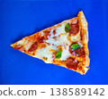 Pepperoni Pizza Slice on Blue Background  Minimalist 138589142