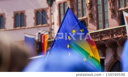 European Union rainbow flag at pride parade 138589598