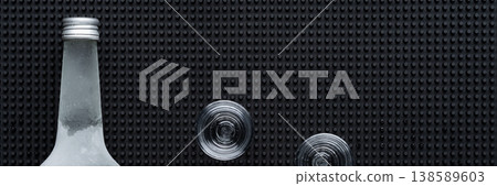 Wide bar banner with vodka and shot glasses Wide bar banner with vodka and shot glasses 138589603