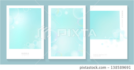 A summer-themed template set featuring a vertical frame design with a pale mint blue color and translucent bubbles. A summer-themed template set featuring a vertical frame design with a pale mint blue color and translucent bubbles. 138589691
