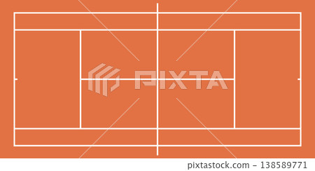 Orange plan view icon of a tennis court (overhead view, clay court, color, strategy board, diagram) Orange plan view icon of a tennis court (overhead view, clay court, color, strategy board, diagram) 138589771