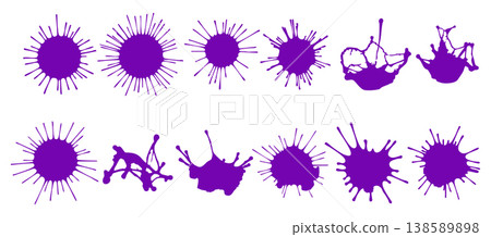 WebPurple ink splatters and liquid splashes for artistic designs with white WebPurple ink splatters and liquid splashes for artistic designs with white 138589898