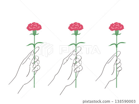Hands handing over carnations Mother's Day gift set materials 138590003