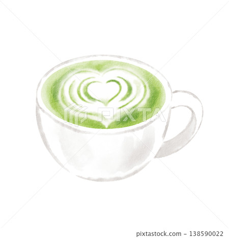 抹茶拿鐵(熱),手繪水彩風格 抹茶拿鐵(熱),手繪水彩風格 138590022