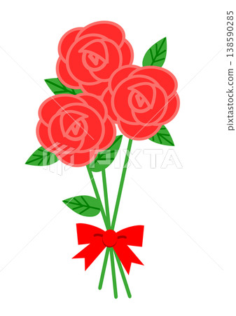 A bouquet of red roses tied with a ribbon, symbolizing gratitude and love. An illustration for anniversaries and gifts. A bouquet of red roses tied with a ribbon, symbolizing gratitude and love. An illustration for anniversaries and gifts. 138590285