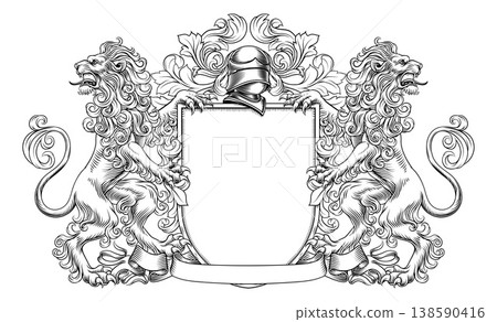 Coat of Arms Crest Lions Family Heraldic Shield 138590416