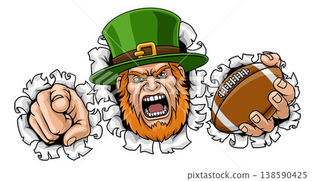 Leprechaun Celtic Irish American Football Mascot Leprechaun Celtic Irish American Football Mascot 138590425